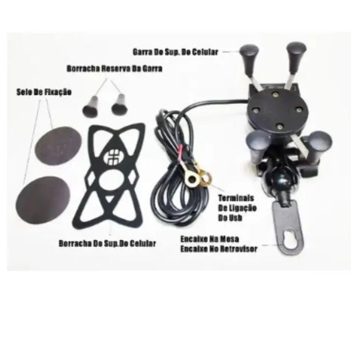 Suporte para motocicleta USB para carregador de rotação 360