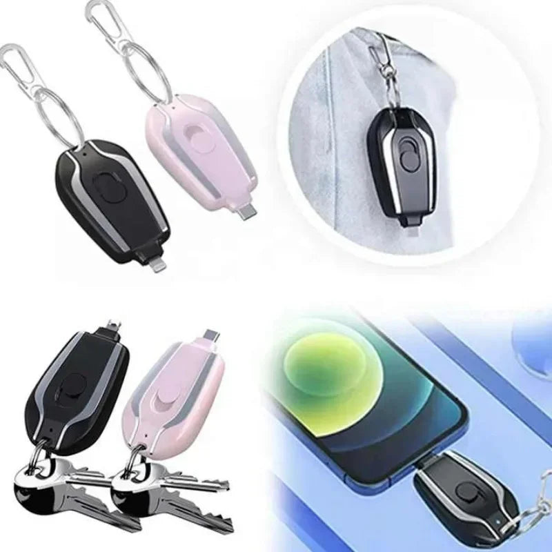 Mini chaveiro móvel de banco de potência, bateria externa portátil de emergência para Android e telefone 1500mAh