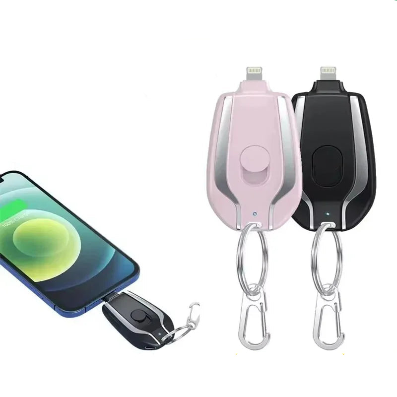 Mini chaveiro móvel de banco de potência, bateria externa portátil de emergência para Android e telefone 1500mAh
