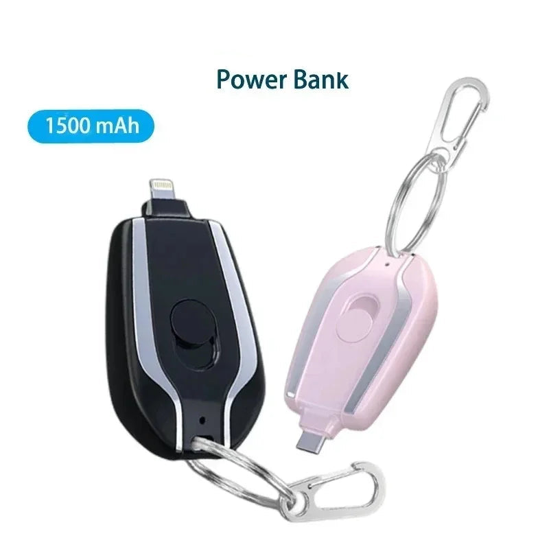 Mini chaveiro móvel de banco de potência, bateria externa portátil de emergência para Android e telefone 1500mAh